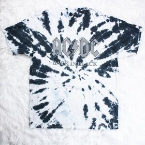NWOT ACDC Back In Black Tie Dye Unisex Licensed Band T Shirt Merch Tee Medium